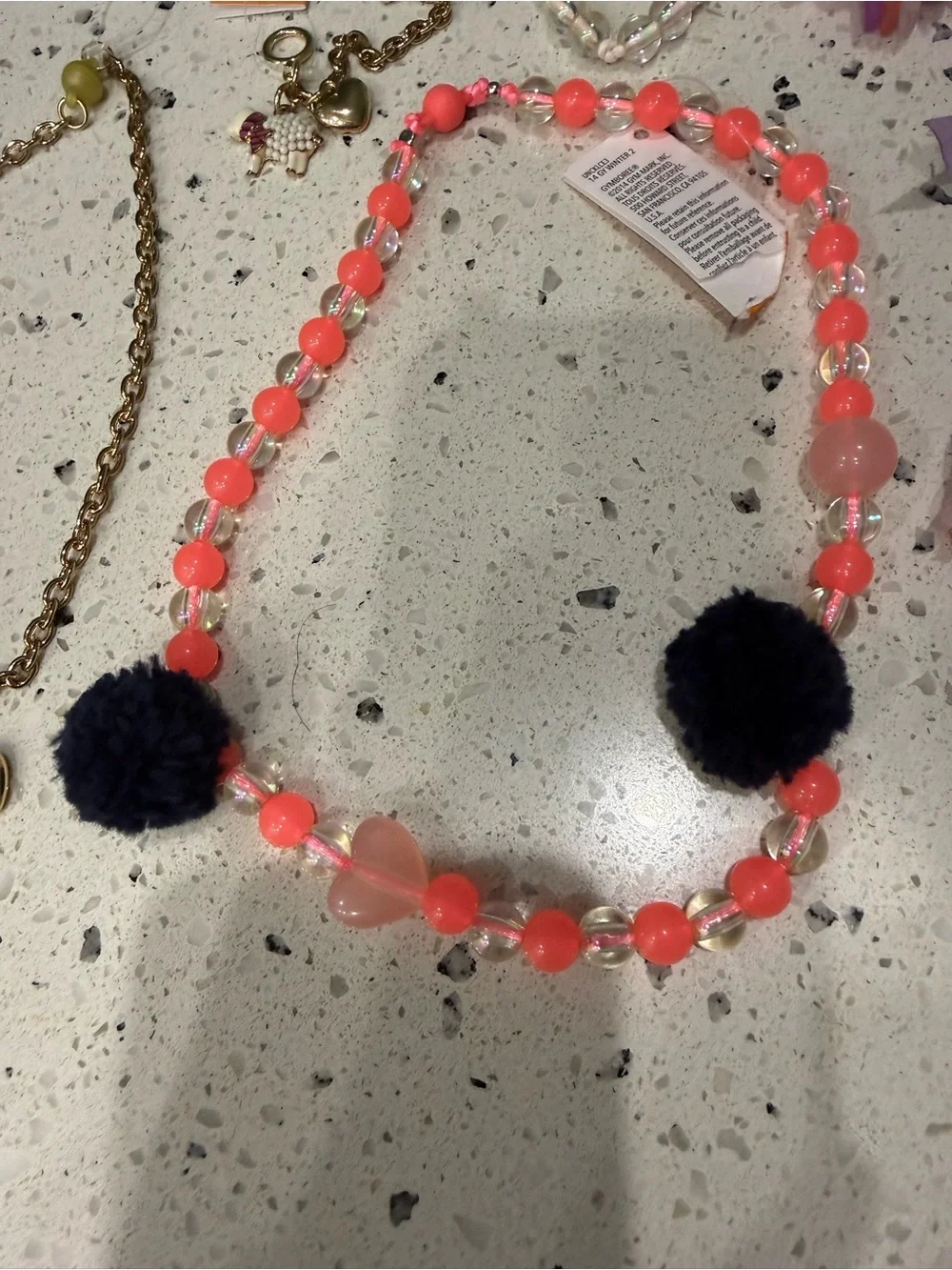 New girls Gymboree Coral Pink Beaded Necklace, Bracelet bundle